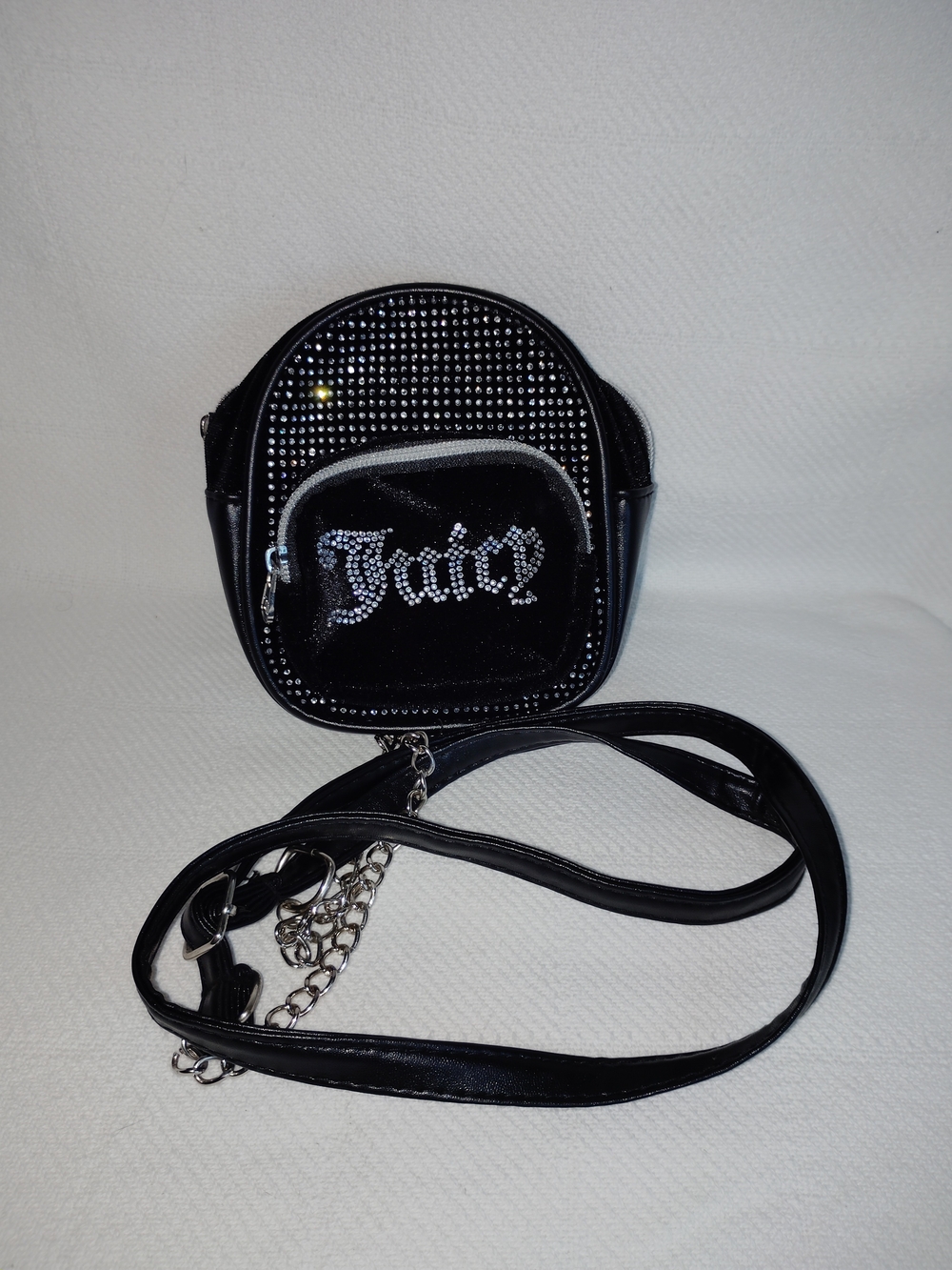 Black Studded Crossbody Bag with Rhinestone 'Fader' Accent